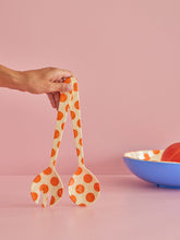 Load image into Gallery viewer, Melamine Salad Servers by Rice - Orange Dots Print
