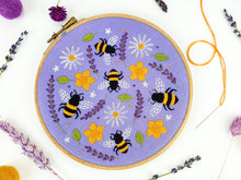 Load image into Gallery viewer, Bees and Lavender Handmade Embroidery Kit Hoop Art
