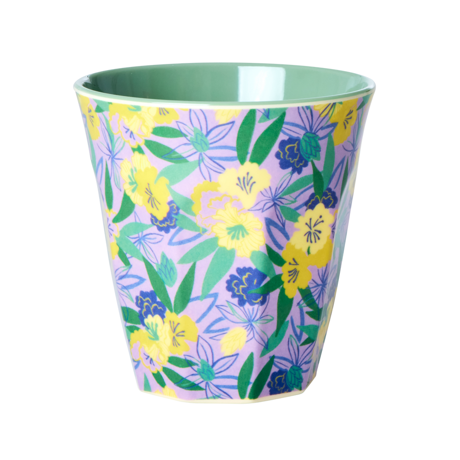 Melamine Medium Cup by Rice in Fancy Pansy Print