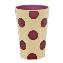 Load image into Gallery viewer, Melamine Cups in Maroon Dots Print - Tall
