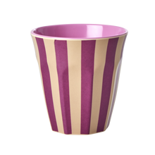 Load image into Gallery viewer, Melamine Cup - Medium - Plum Stripes
