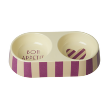 Load image into Gallery viewer, Melamine Pet Bowl for Food and Water - striped heart
