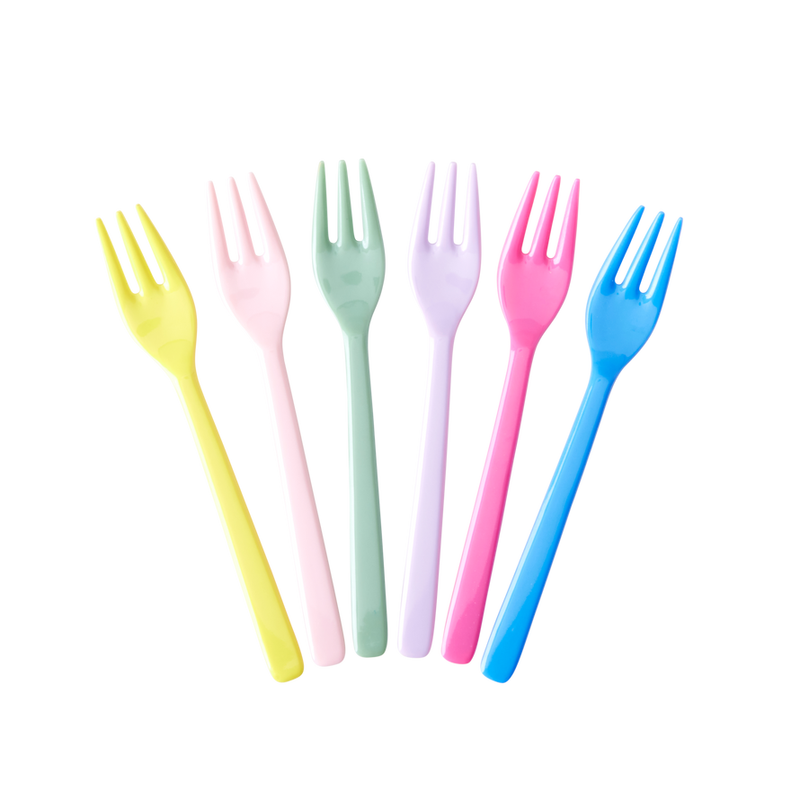 Melamine Cake Fork by Rice in Assorted SS23 Colours - Bundle of 6