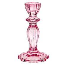 Load image into Gallery viewer, Pink Glass Candle Stick Holder
