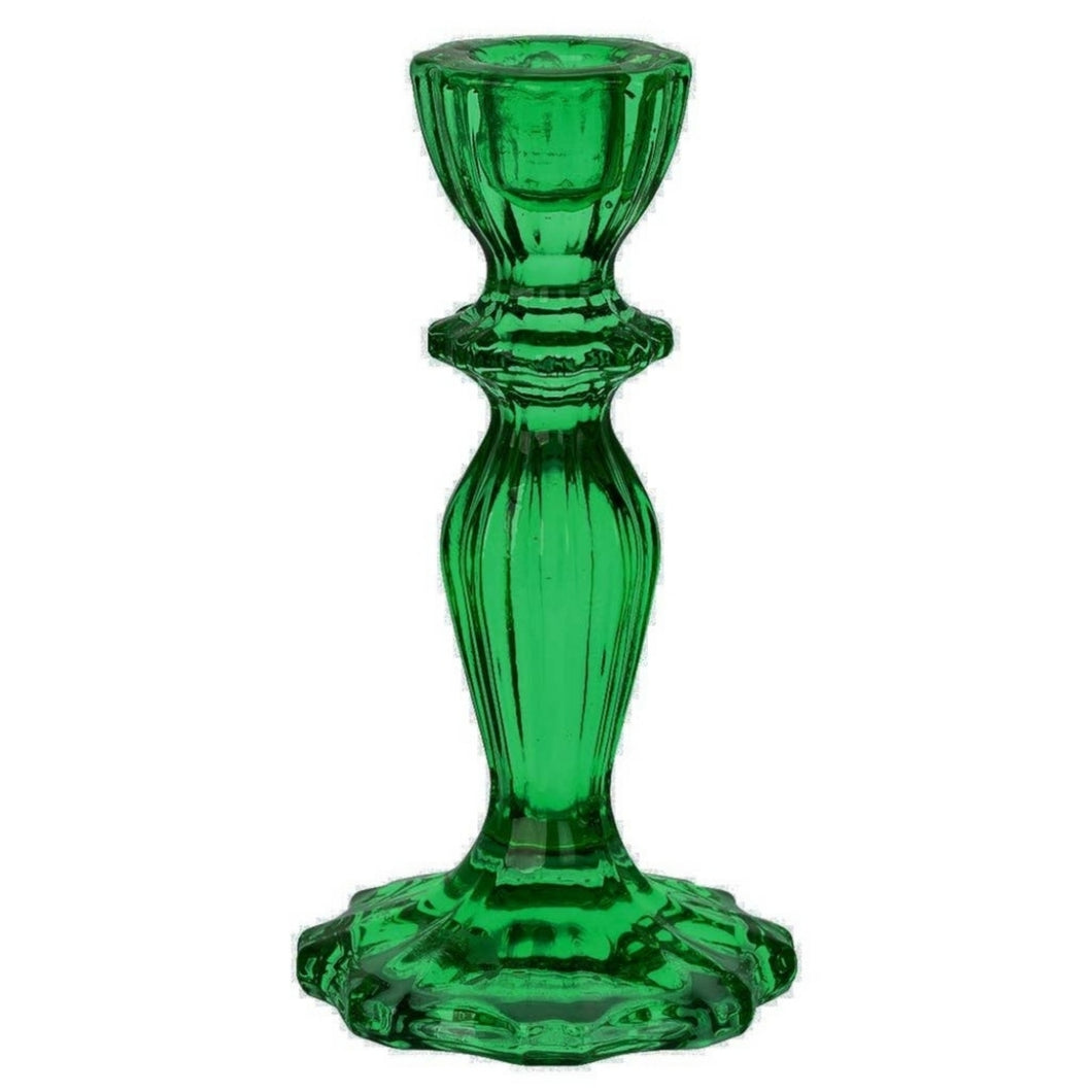 Dark Green Glass Candle Holder