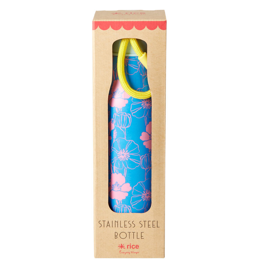 Stainless Steel Drinking Bottle by Rice - Poppie Love Print