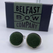 Load image into Gallery viewer, Irish Linen Cufflinks in Forrest Green

