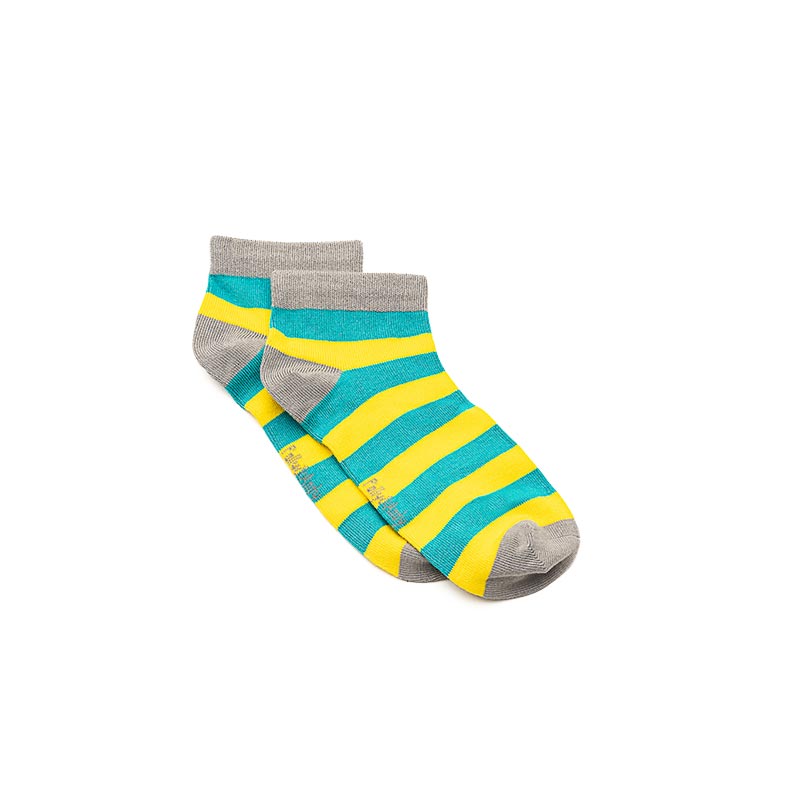 Ankle -  Green & Yellow Bamboo Sock (seamless toe)