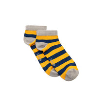 Load image into Gallery viewer, Ankle - Bamboo Mustard &amp; Navy Seamless Sock
