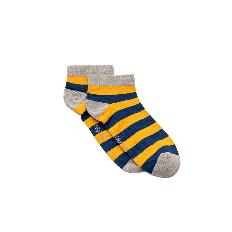 Ankle -  Mustard & Navy Bamboo Sock (seamless toe)