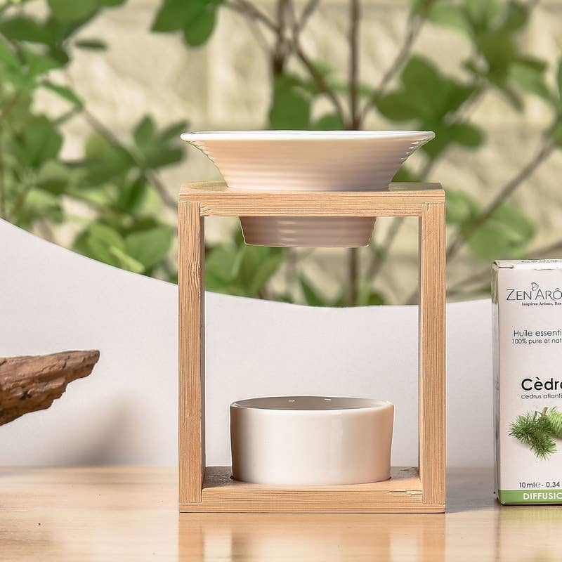 Ceramic and Bamboo Wax Melt Burner