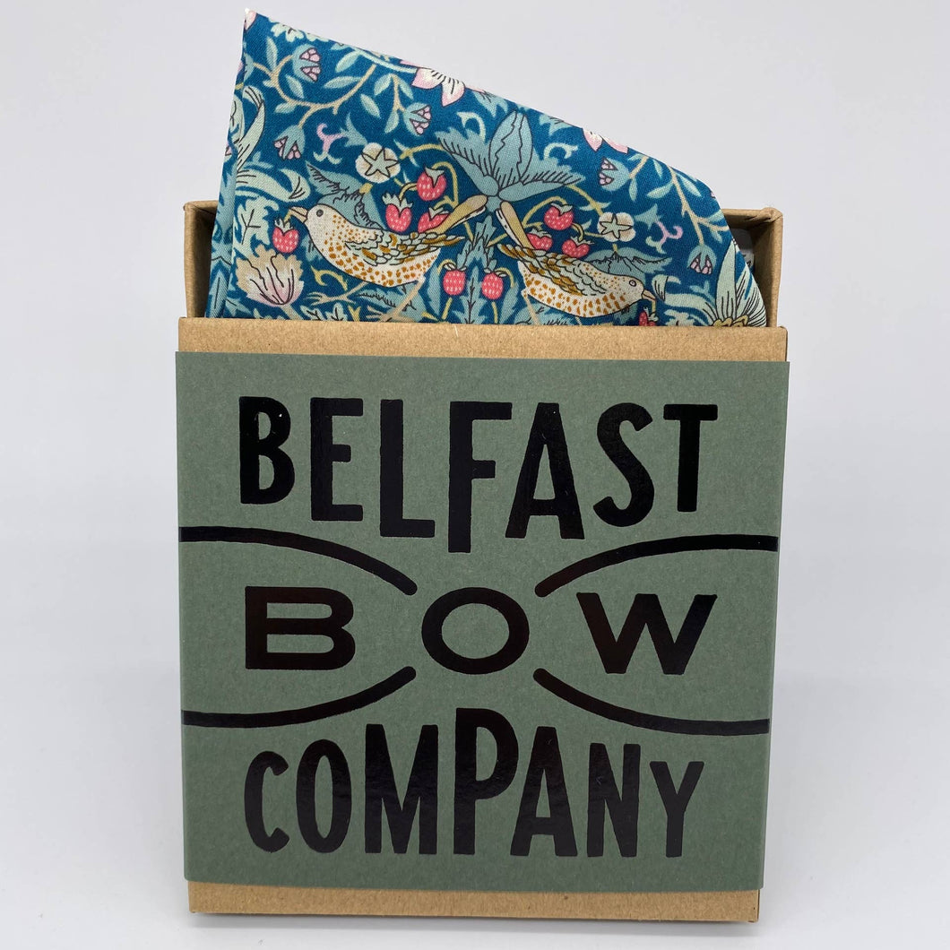 Liberty of London Pocket Square in Green Strawberry Thief