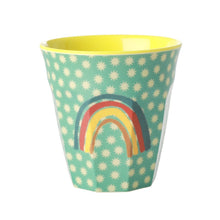 Load image into Gallery viewer, MEDIUM MELAMINE CUP - GREEN - RAINBOW AND STARS PRINT
