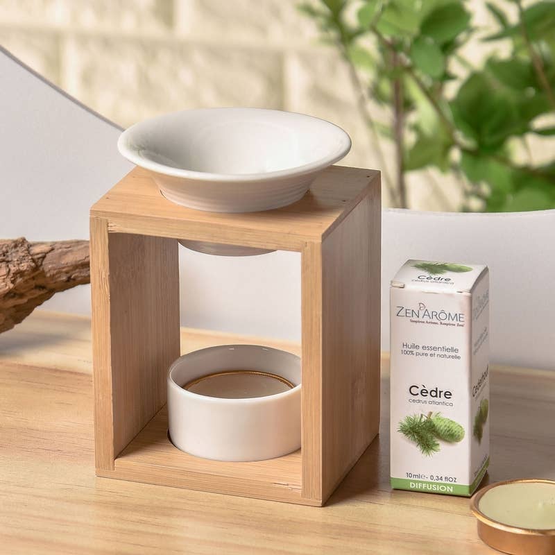 Ceramic and Bamboo Wax Melt Burner