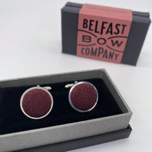 Load image into Gallery viewer, Irish Linen Cufflinks in Burgundy
