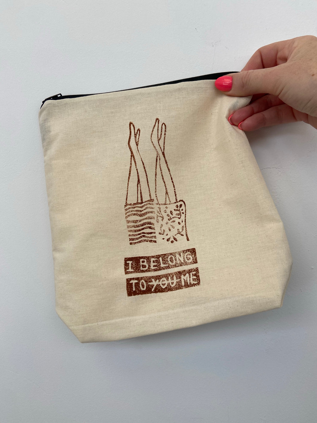 Hand Made Lino print Wash Bag