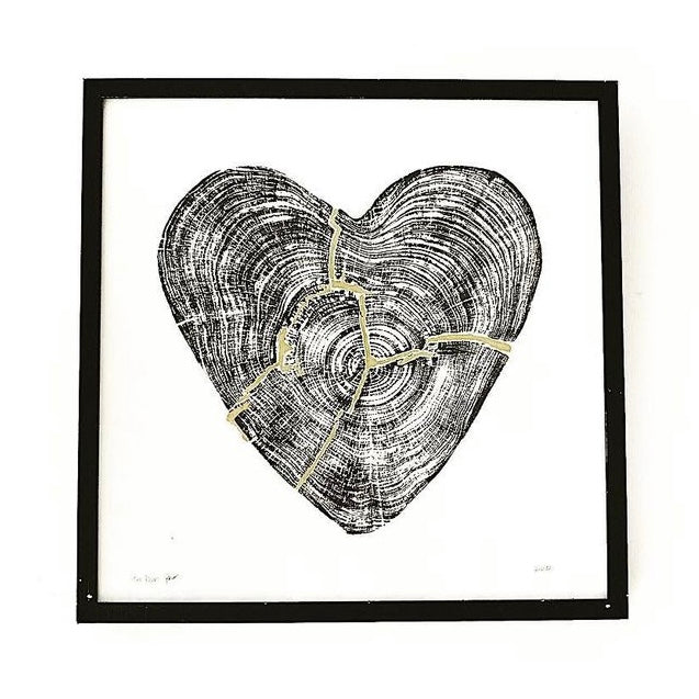 Heart Print Woodblock Print